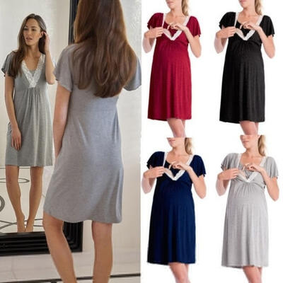 

Short Sleeve Breastfeeding Clothes For Pregnant Women Maternity Dress Nursing