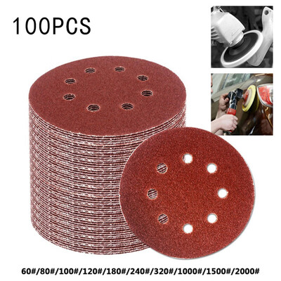 

100pcsSet 125mm Sandpaper Disk Sand Grit 60-2000 Hook And Loop Sanding Disc