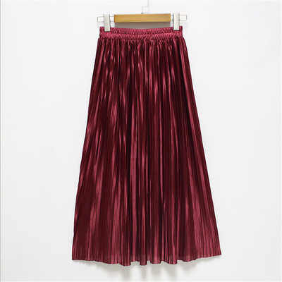 

Roseonmyhand Womens Solid Color High Waist Pleated A-Line Swing Skirt Stretchy Waistline