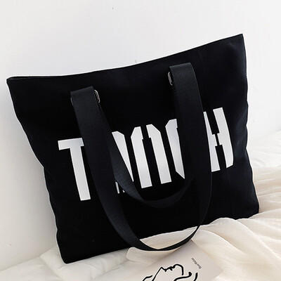 

Korean version 2019 new small fresh academic letter canvas bag shoulder handbag student shopping bags