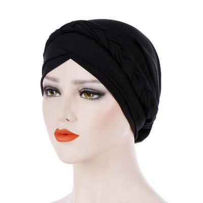 

Fashion Women Solid Color Braid Muslim Hijab Turban Head Wrap Hat Chemo Cap