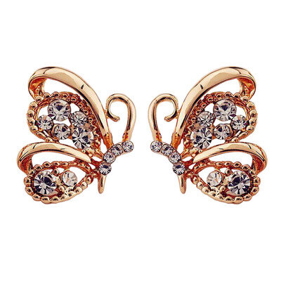 

New Fashion Women Lady Causal Elegant Butterfly Crystal Rhinestone Ear Stud Earrings Party Jewelry Gifts