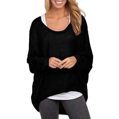

Loose T-shirt Women fake 2 pieces Tops Solid Color Ladies Autumn T-shirts O-Neck Long Sleeve T-shirts Casual female Tops