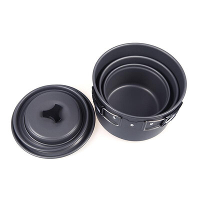 

Outdoor Cooking Set Camping Pan Pot Kit Cookware Utensils for 4-5 People Portable Anodised Aluminum Non-stick Picnic Hiking