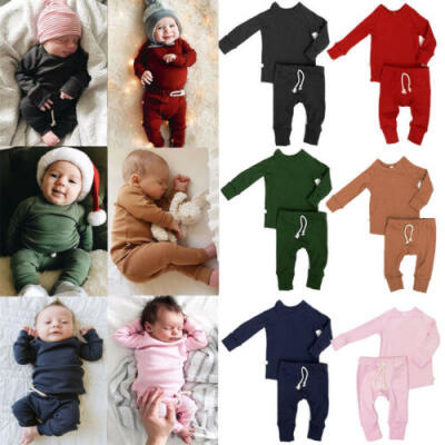 

US Infant Baby Boy Girl Tops Pants Outfits Pajamas Pjs Set Sleepwear Clothes