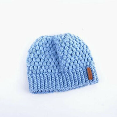 

Women Girls Stretch Knit Hat Messy High Bun Ponytail Beanie Warm Hole Cap
