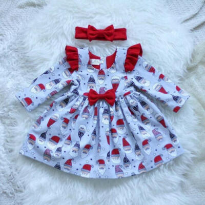 

UK Christmas Infant Baby Girl Clothes Santa Bowknot Tutu DressHeadband Outfits