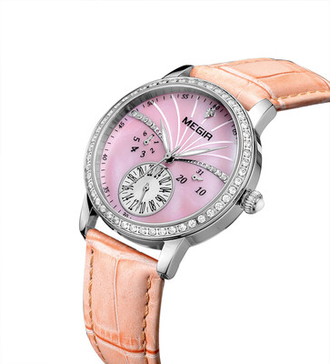 

Meigel MEGIR female watch multi-function quartz watch boutique shell face with diamond ladies watch