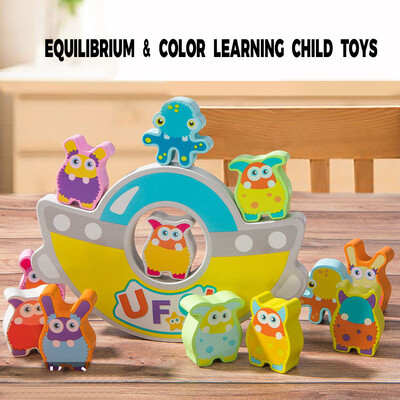 

YIWULAEducational Wooden UFO Cute Equilibrium & Color Learning Child Toys