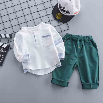 

Autumn Children Baby Boys Casual Long Sleeve Striped Print T-shirt Blouse TopsPants Trouser Set