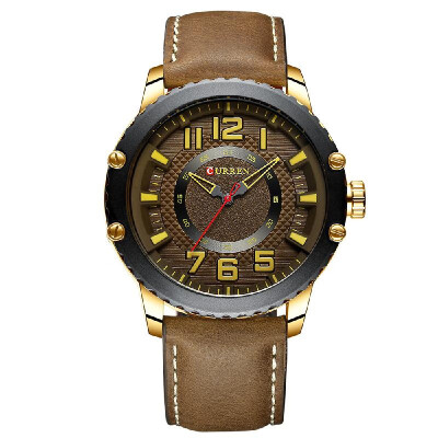 

CURREN 8341 Man Quartz Watch Waterproof Alloy Case Hardlex Mirror Genuine Leather Strap Male Wristwatch