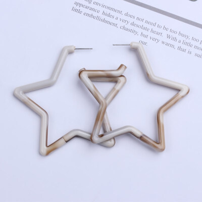 

New Fashion Beige Color Leopard Print Acrylic Acetic Acid Sheet Geometric Circle Square Star Heart Long Drop Earrings for Women
