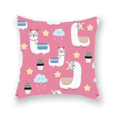 

1pcs Cute Cartoon Alpaca Digital Printing Car Office Peach Skin Pillowcase