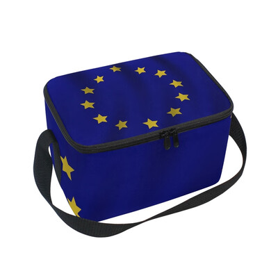 

ALAZA Insulated Lunch Box Misc European Union Flag Lunch Bag for Men Women Portable Tote Bag Cooler Bag