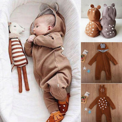 

Newborn Baby Boy Girl Infant Deer Ear Bodysuit Romper Jumpsuit Clothes Outfit