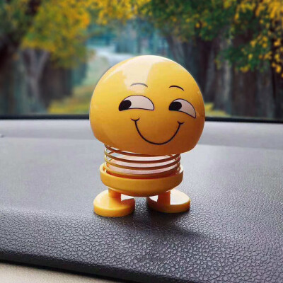 

Gobestart Spring Cute Smiley Doll Car Ornament Interior Dashboard Decor Bounce Toys