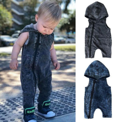 

Toddler Kids Baby Boy Girl Summer Jeans Romper Harem Playsuit Zip Outfit Clothes