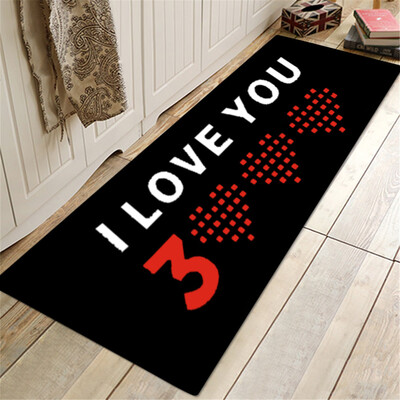 

Gobestart I love You Three Thousand Times Pattern Square Area Rug FLeece Kitchen Bathroom 60X180CM