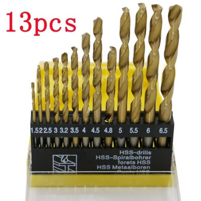 

13pcs HSS High Speed Steel Titanium Coated Drill Bit Set 14 Hex Shank 15-65mm