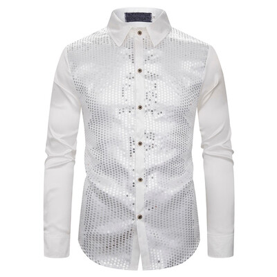 

Tailored Mens Solid Button Slim Fit Turn-Down Collar Long Sleeve Top Blouse Shirt