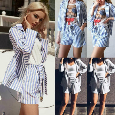 

Casual Women Stripe Long Sleeve Loose Fit Button up Color Block Blouses Tops