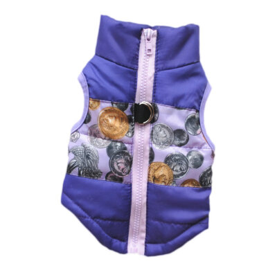 

Dog Clothes Green Letters Purple Gold Coins Pattern Pet Soft Padded Vest Harness Multi-size Clothes For Dogs