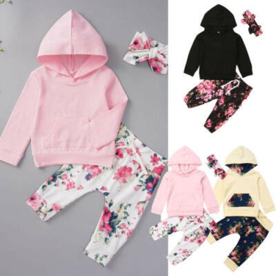 

Newborn Kids Baby Girls Autumn Clothes Long Sleeve Tops Trousers 3Pcs Outfit Set