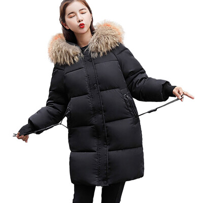 

Toponeto Women Winter Warm Coat Faux Fur Hooded Thick Warm Slim Jacket Long Overcoat
