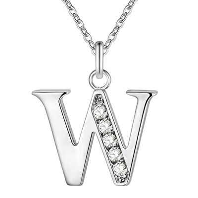 

Simple Shiny Zircon 26 English Letters Pendant Women Men Thin Necklaces Jewelry