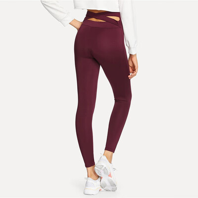 

Women Pants High Waist Elastic Yoga Tight Sports Casual Skinny Solid Trousers