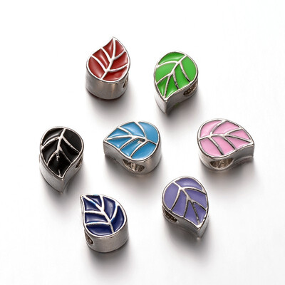

Leaf Alloy Enamel Large Hole European Beads Mixed Color 115x85x7mm Hole 45mm