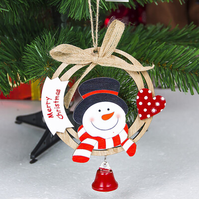 

Toponeto Cute Santa Clause Bow Bell Christmas Tree Ornament Decoration Wooden Snowman Elk
