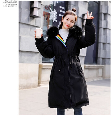 

Cotton clothes winter fashion loose thick thick long down jacket with large cotton collar coat