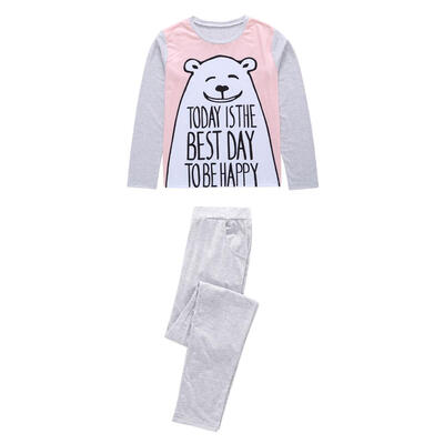 

2pcs Family Matching Clothes Pajama Set Cute Bear Cotton Kids T-shirt Pants
