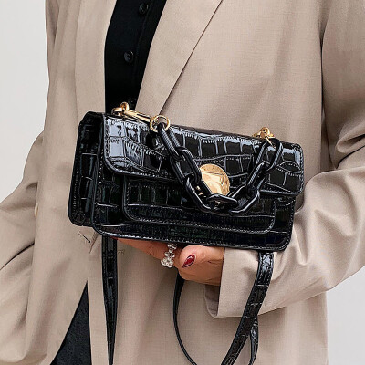 

Womens bag new 2019 crocodile grain oblique bag woman 100 fashion chain handbag single shoulder small square bag