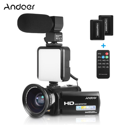 

Andoer HDV-201LM 1080P FHD Digital Video Camera Camcorder DV Recorder 24MP 16X Digital Zoom 30 Inch LCD Screen with 2pcs Recharge