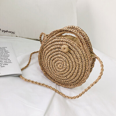 

Tailored Women Circular Handwoven Retro Rattan Straw Weave Beach Bag Crossbody Bag
