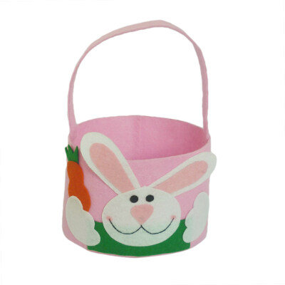 

Easter Rabbit Candy Bag Cloth Handled Oval Bucket Gift Pouch Party Decoration