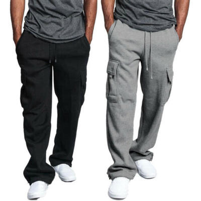 

Mens Jogger Gym Heavy Weight Fleece Cargo Pocket Sweat Pants Drawstring Trousers