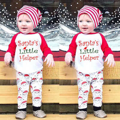 

Newborn Infant Baby Boy Girl Letter T shirt Tops Pants Christmas Clothes Set
