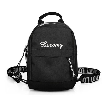 

Women Fashion Canvas Backpack Letters Print Contrast Color Hip Hop Cool Waist Bag Totes