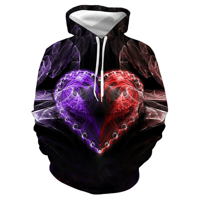 

Toponeto Mens Casual Scary Lover 3D Print Party Long Sleeve Hoodie Top Blouse