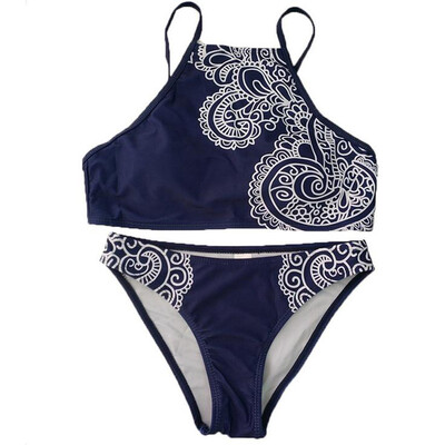 

Roseonmyhand Womens Thin Shoulder Strap Digital Print Split Swimsuit Swimwear Beachwear