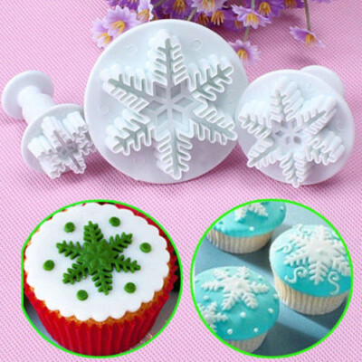 

3PC Snowflake Fondant Cookie Cutter Cake Plunger Sugarcraft Mold