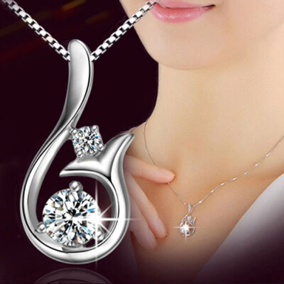 

Womens Fashion Mermaid Rhinestone Shining Pendant Clavicle Necklace Pendants