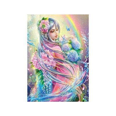 

Wearing Flower Girl Pattern Printed Full 5D Rhinestone Paintings DIY Frameless Cross-stitch for Collection 30x40CM