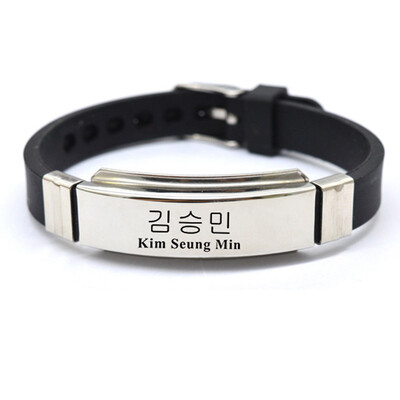 

KPOP Stray Kids Membesr New Letters Printing Adjustable Stainless Steel Silicone Bracelet Unisex Sports Bracelet Hot Gift for Fans