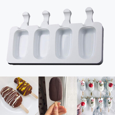 

4 Cell DIY Frozen Ice Lolly Mousse Cake Silicone Mold Tray Summer Kitchen Tool
