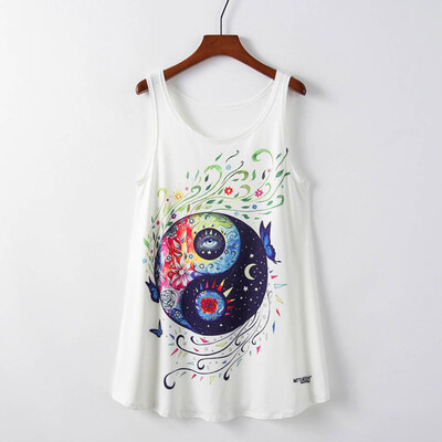 

Nomeni Women Printed Sleeveless long Section Of the Large Shirt Tide T Top Vest