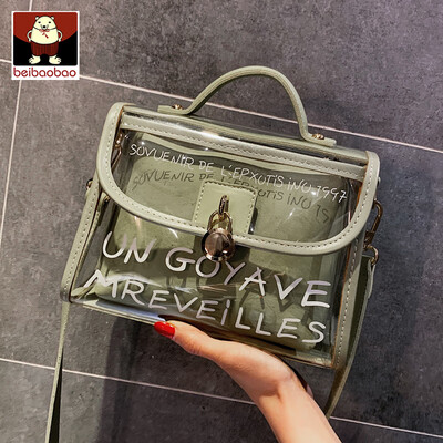 

Ins summer bag 2019 new Korean version of Joker transparent jelly bag portable slung small square bag
